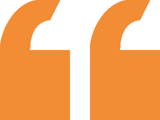 Orange quotation marks on black background.